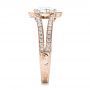 18k Rose Gold 18k Rose Gold Custom Diamond Halo And Hand Engraved Engagement Ring - Side View -  100714 - Thumbnail