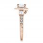 14k Rose Gold 14k Rose Gold Custom Diamond Halo And Hand Engraved Engagement Ring - Side View -  100813 - Thumbnail