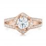 14k Rose Gold 14k Rose Gold Custom Diamond Halo And Hand Engraved Engagement Ring - Top View -  100714 - Thumbnail