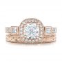 18k Rose Gold 18k Rose Gold Custom Diamond Halo And Hand Engraved Engagement Ring - Top View -  100813 - Thumbnail