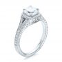  Platinum Platinum Custom Diamond Halo And Hand Engraved Engagement Ring - Three-Quarter View -  100277 - Thumbnail