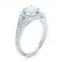 14k White Gold Custom Diamond Halo And Hand Engraved Engagement Ring - Three-Quarter View -  100287 - Thumbnail