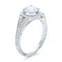  Platinum Platinum Custom Diamond Halo And Hand Engraved Engagement Ring - Three-Quarter View -  100287 - Thumbnail