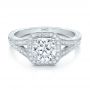 18k White Gold 18k White Gold Custom Diamond Halo And Hand Engraved Engagement Ring - Flat View -  100287 - Thumbnail