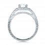 14k White Gold Custom Diamond Halo And Hand Engraved Engagement Ring - Front View -  100287 - Thumbnail
