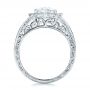 18k White Gold Custom Diamond Halo And Hand Engraved Engagement Ring - Front View -  100714 - Thumbnail