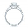 14k White Gold Custom Diamond Halo And Hand Engraved Engagement Ring - Front View -  100813 - Thumbnail