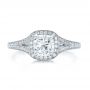  Platinum Platinum Custom Diamond Halo And Hand Engraved Engagement Ring - Top View -  100277 - Thumbnail