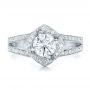 18k White Gold Custom Diamond Halo And Hand Engraved Engagement Ring - Top View -  100714 - Thumbnail