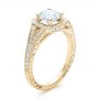 18k Yellow Gold 18k Yellow Gold Custom Diamond Halo And Hand Engraved Engagement Ring - Three-Quarter View -  100287 - Thumbnail