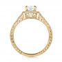 18k Yellow Gold 18k Yellow Gold Custom Diamond Halo And Hand Engraved Engagement Ring - Front View -  100277 - Thumbnail
