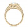 18k Yellow Gold 18k Yellow Gold Custom Diamond Halo And Hand Engraved Engagement Ring - Front View -  100714 - Thumbnail