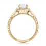 14k Yellow Gold 14k Yellow Gold Custom Diamond Halo And Hand Engraved Engagement Ring - Front View -  100813 - Thumbnail