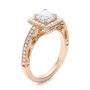 18k Rose Gold 18k Rose Gold Custom Diamond Halo Engagement Ring - Three-Quarter View -  102098 - Thumbnail