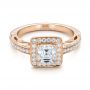 18k Rose Gold 18k Rose Gold Custom Diamond Halo Engagement Ring - Flat View -  102098 - Thumbnail