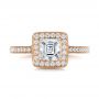 14k Rose Gold Custom Diamond Halo Engagement Ring - Top View -  102098 - Thumbnail