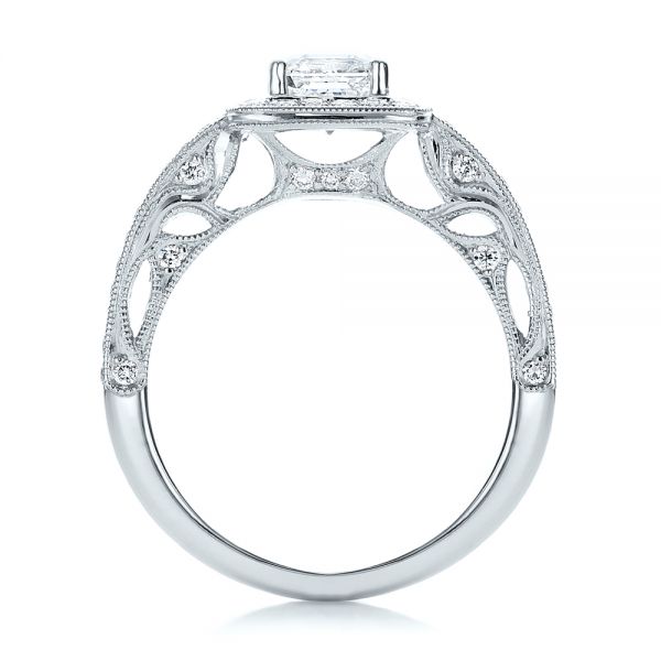 Platinum Platinum Custom Diamond Halo Engagement Ring - Front View - 102098