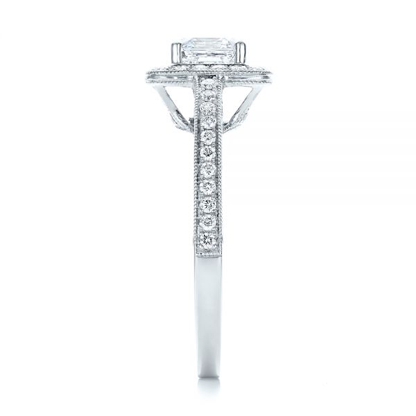 18k White Gold 18k White Gold Custom Diamond Halo Engagement Ring - Side View -  102098