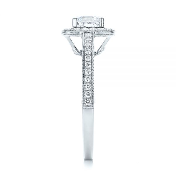 Platinum Platinum Custom Diamond Halo Engagement Ring - Side View - 102098