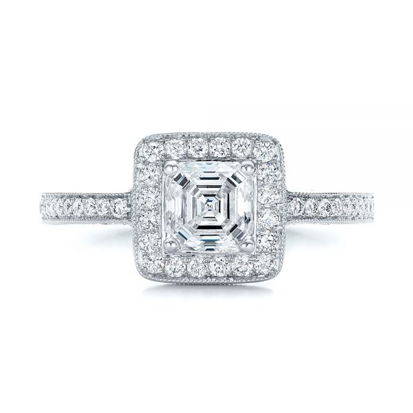 Platinum Platinum Custom Diamond Halo Engagement Ring - Top View - 102098