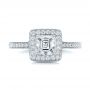 18k White Gold 18k White Gold Custom Diamond Halo Engagement Ring - Top View -  102098 - Thumbnail