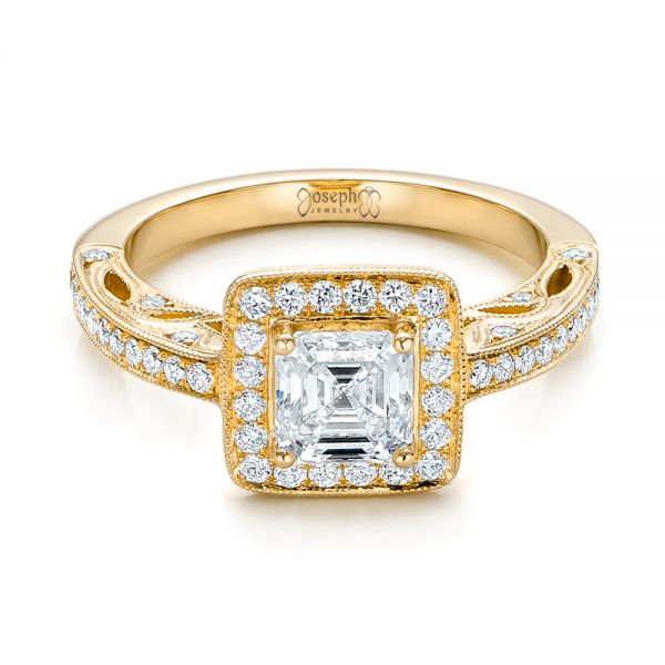 14k Yellow Gold 14k Yellow Gold Custom Diamond Halo Engagement Ring - Flat View - 102098
