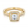 18k Yellow Gold 18k Yellow Gold Custom Diamond Halo Engagement Ring - Flat View -  102098 - Thumbnail