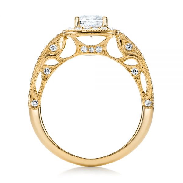 14k Yellow Gold 14k Yellow Gold Custom Diamond Halo Engagement Ring - Front View -  102098