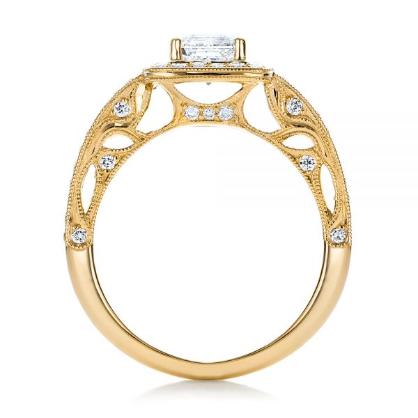 14k Yellow Gold 14k Yellow Gold Custom Diamond Halo Engagement Ring - Front View - 102098
