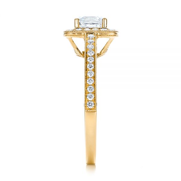 14k Yellow Gold 14k Yellow Gold Custom Diamond Halo Engagement Ring - Side View - 102098