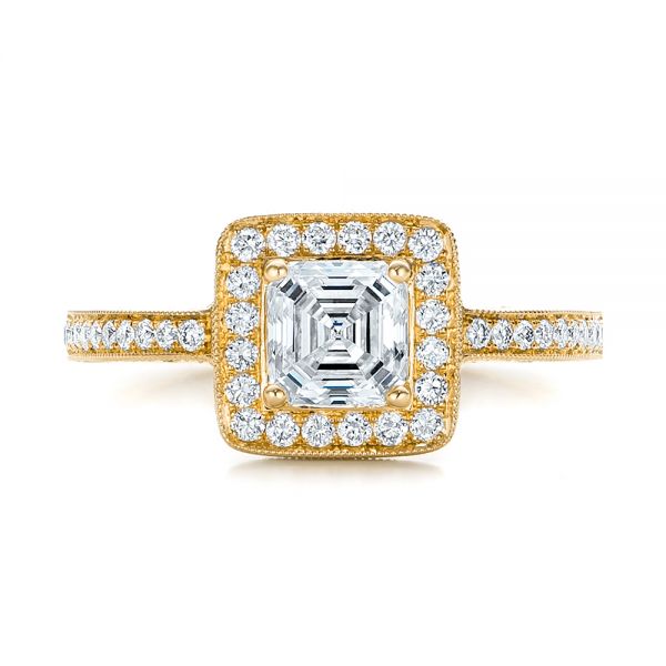 14k Yellow Gold 14k Yellow Gold Custom Diamond Halo Engagement Ring - Top View -  102098