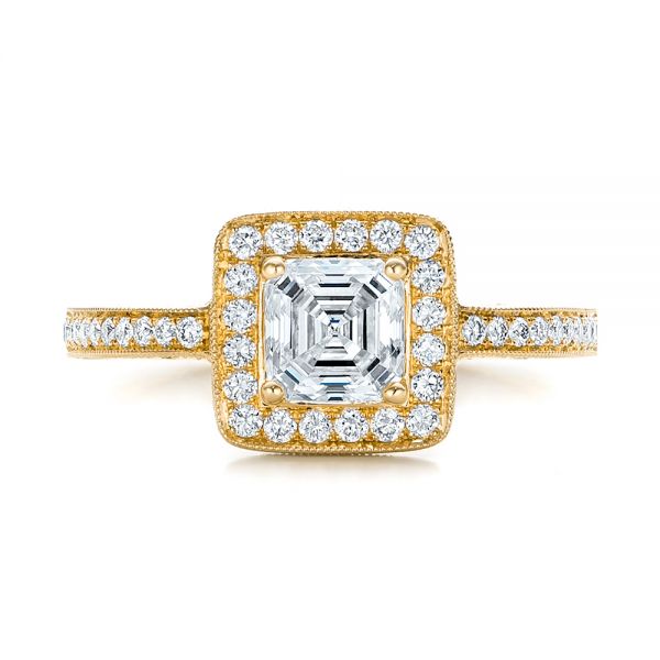 14k Yellow Gold 14k Yellow Gold Custom Diamond Halo Engagement Ring - Top View - 102098