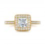 18k Yellow Gold 18k Yellow Gold Custom Diamond Halo Engagement Ring - Top View -  102098 - Thumbnail