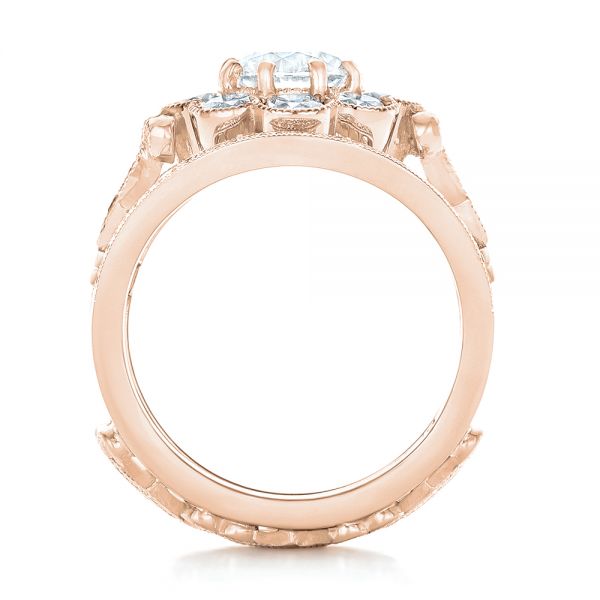 14k Rose Gold 14k Rose Gold Custom Diamond Interlocking Engagement Ring - Front View -  102845