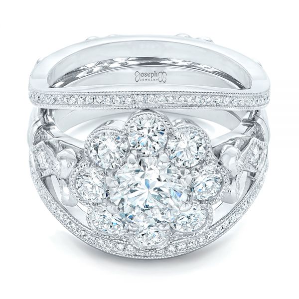 Platinum Custom Diamond Interlocking Engagement Ring - Flat View - 102845