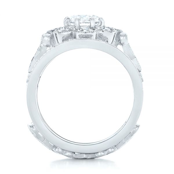 18k White Gold 18k White Gold Custom Diamond Interlocking Engagement Ring - Front View -  102845