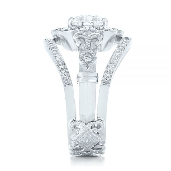 18k White Gold 18k White Gold Custom Diamond Interlocking Engagement Ring - Side View -  102845