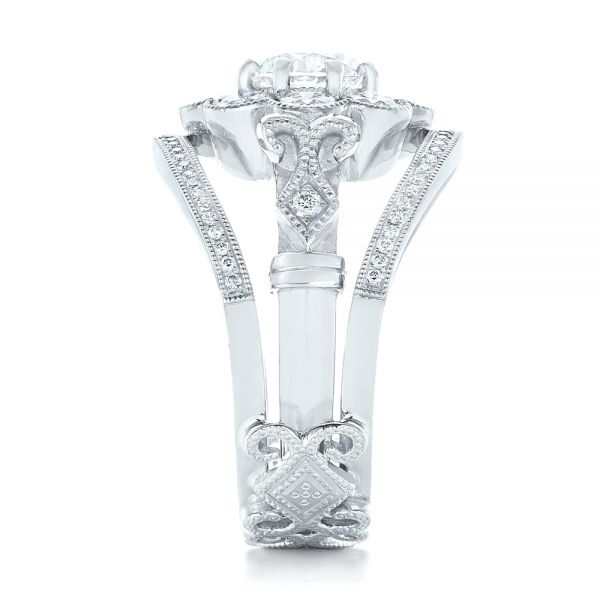 Platinum Custom Diamond Interlocking Engagement Ring - Side View - 102845