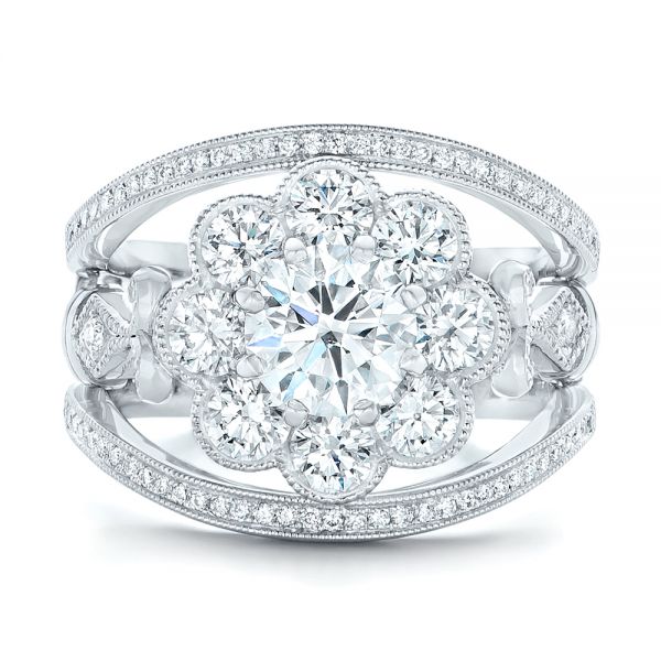 Platinum Custom Diamond Interlocking Engagement Ring - Top View - 102845