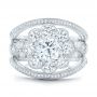 14k White Gold 14k White Gold Custom Diamond Interlocking Engagement Ring - Top View -  102845 - Thumbnail