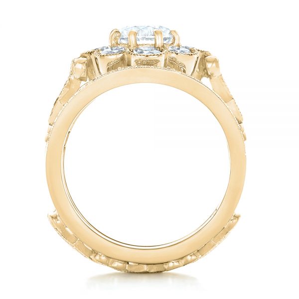 18k Yellow Gold 18k Yellow Gold Custom Diamond Interlocking Engagement Ring - Front View -  102845