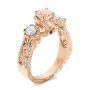 14k Rose Gold Custom Diamond Morganite And Amethyst Engagement Ring - Three-Quarter View -  102361 - Thumbnail