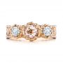 14k Rose Gold Custom Diamond Morganite And Amethyst Engagement Ring - Top View -  102361 - Thumbnail