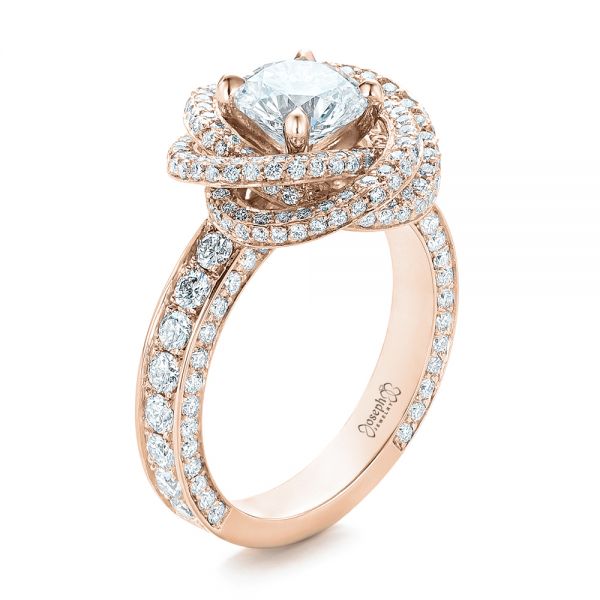 14k Rose Gold 14k Rose Gold Custom Diamond Pave Engagement Ring - Three-Quarter View -  102179