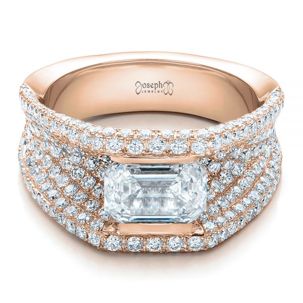 18k Rose Gold 18k Rose Gold Custom Diamond Pave Engagement Ring - Flat View -  100837