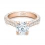 14k Rose Gold 14k Rose Gold Custom Diamond Pave Engagement Ring - Flat View -  100853 - Thumbnail