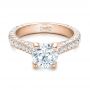 14k Rose Gold 14k Rose Gold Custom Diamond Pave Engagement Ring - Flat View -  100853 - Thumbnail