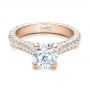 18k Rose Gold 18k Rose Gold Custom Diamond Pave Engagement Ring - Flat View -  100853 - Thumbnail