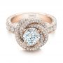 14k Rose Gold 14k Rose Gold Custom Diamond Pave Engagement Ring - Flat View -  102179 - Thumbnail