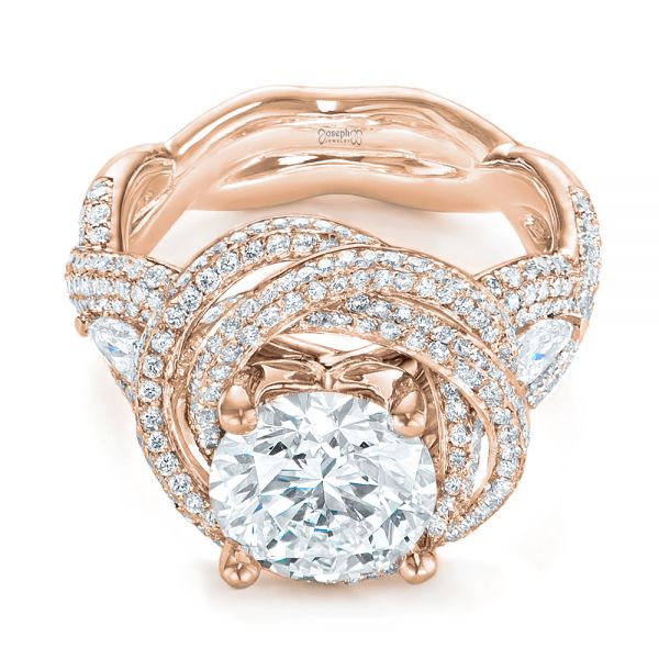 14k Rose Gold 14k Rose Gold Custom Diamond Pave Engagement Ring - Flat View -  103544